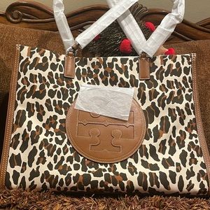 Tory Burch Ella Leopard Canvas Tote